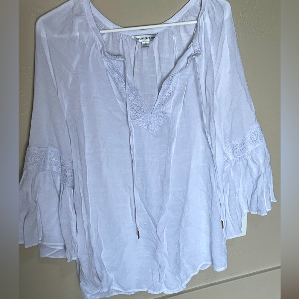 Counterparts White Boho Peasant Top